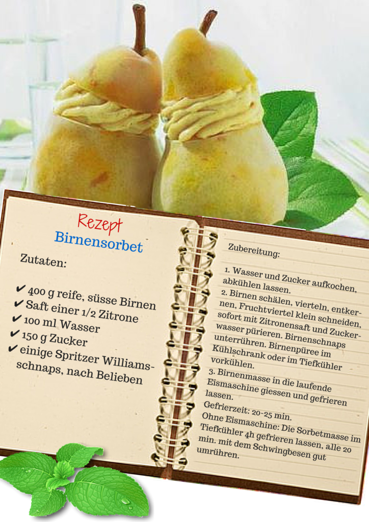 Rezept, birnensorbet, sorbet, gesund abnehmen